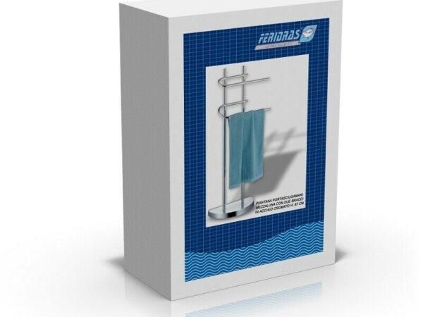 Piantana Porta Asciugamani 2 Bracci Cromo da Bagno 3
