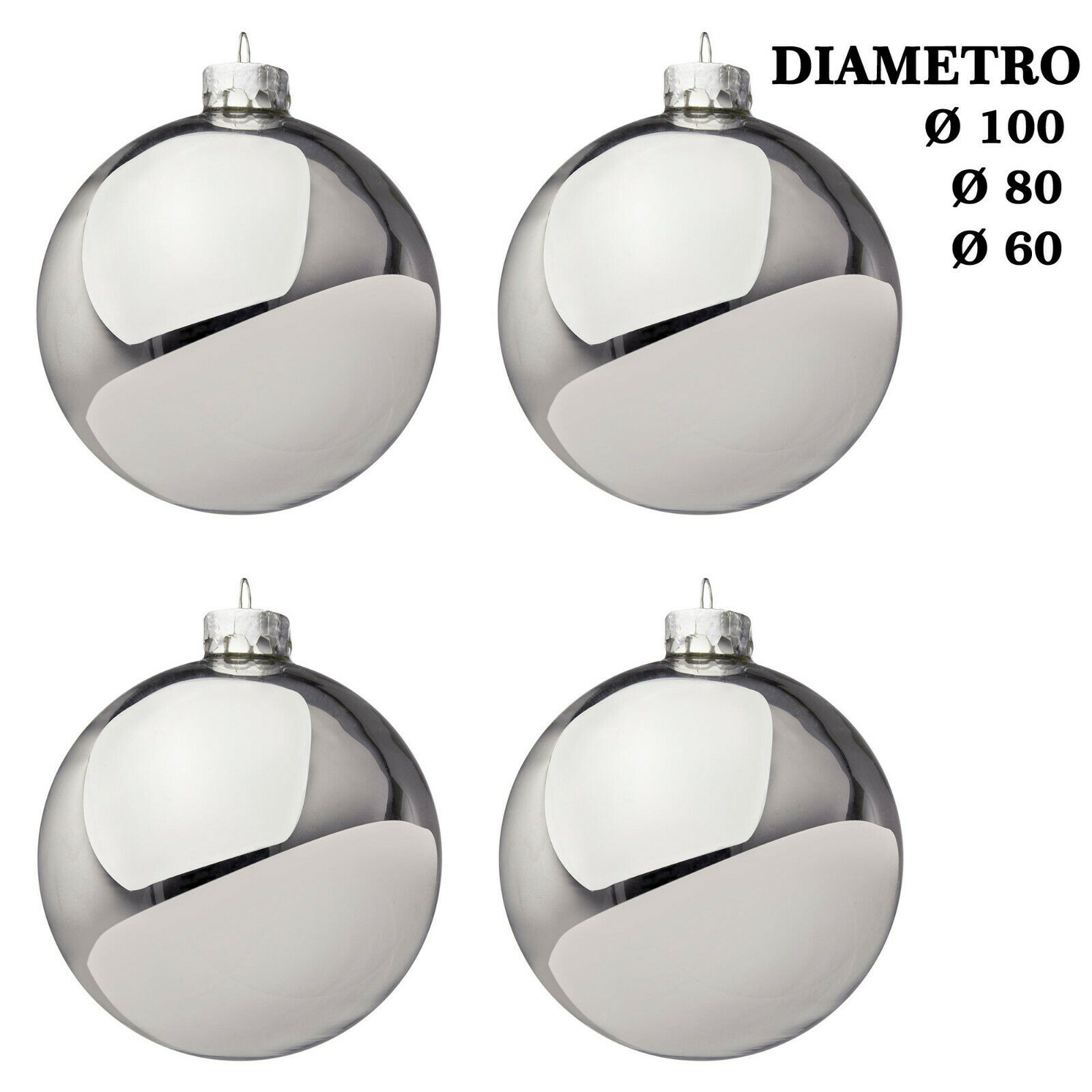 Palline di Natale in Vetro Argento Lucido 3 Palline di Natale in Vetro Argento Lucido 3