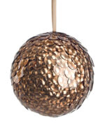4 Palline di Natale Colore Bronzo con Paillettes 8