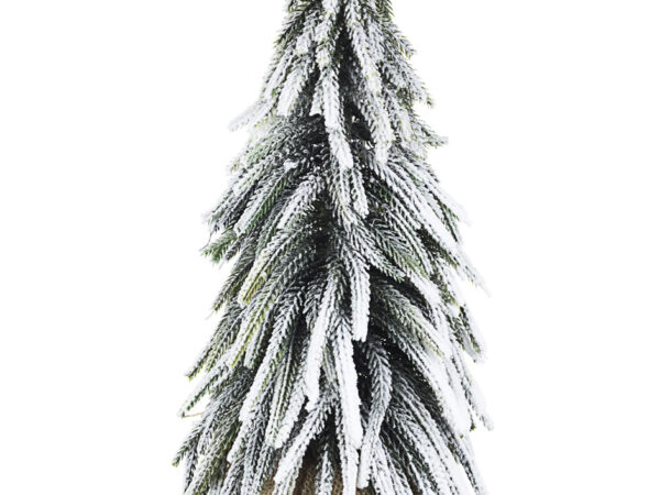 Mini Albero di Natale Innevato con Base in Juta