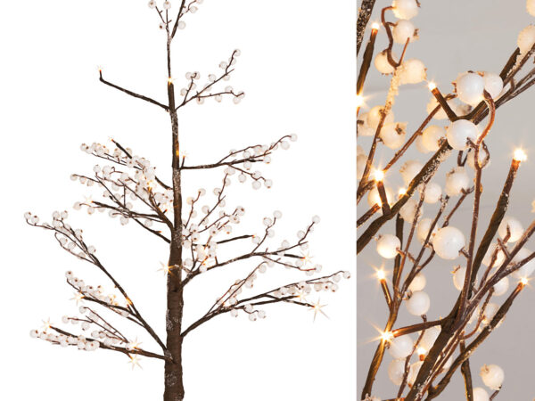 Mini Albero di Natale con Luci Led e Bacche Glow