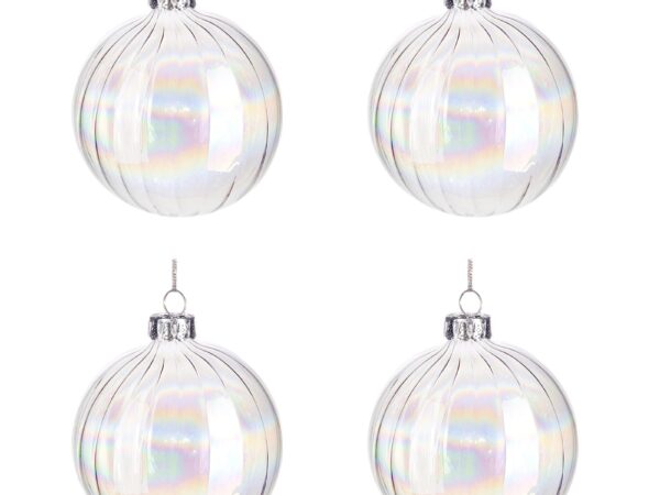 Palle di Natale in Vetro Trasparente Bolla Iridescente
