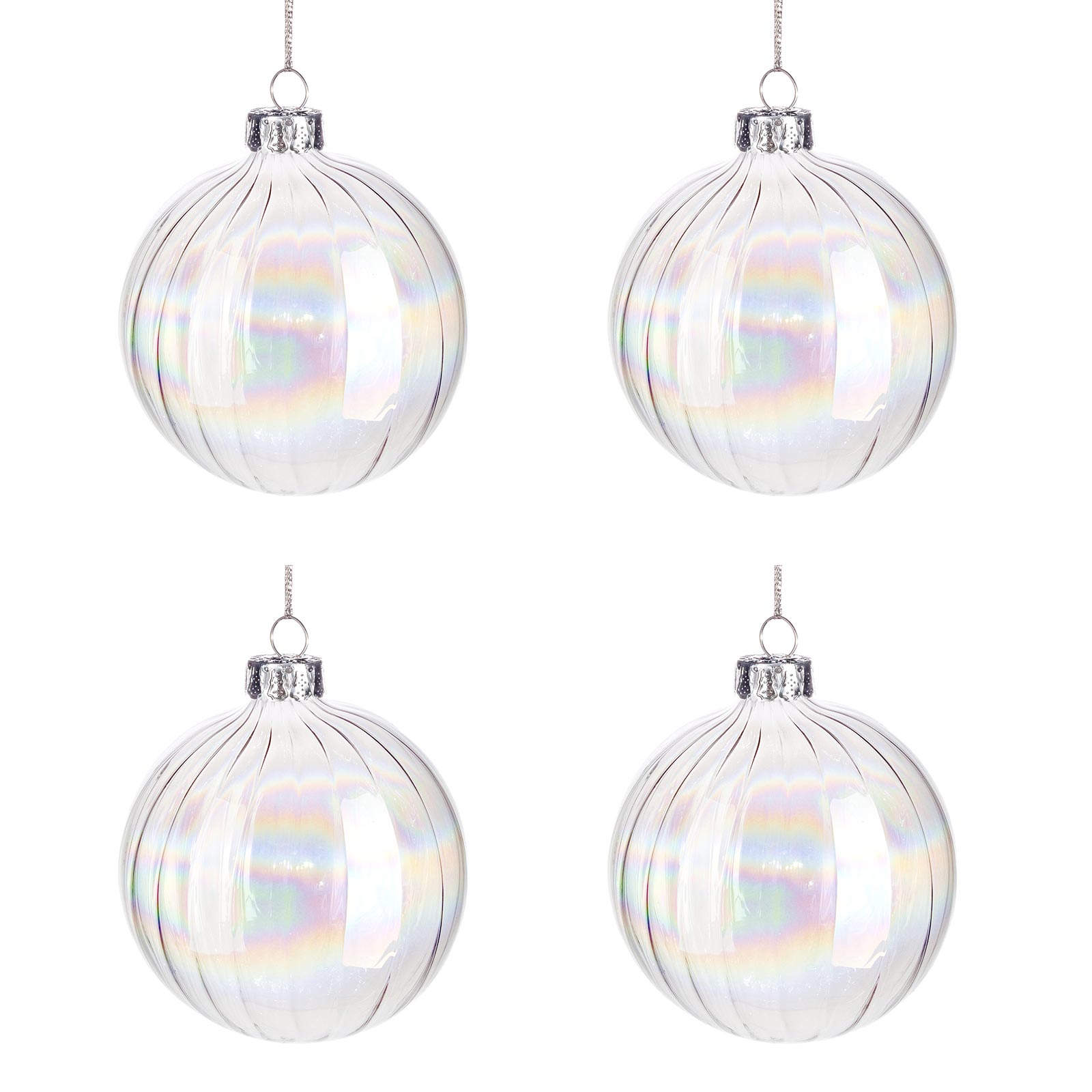 Palle di Natale in Vetro Trasparente Bolla Iridescente 3 Palle di Natale in Vetro Trasparente Bolla Iridescente 3