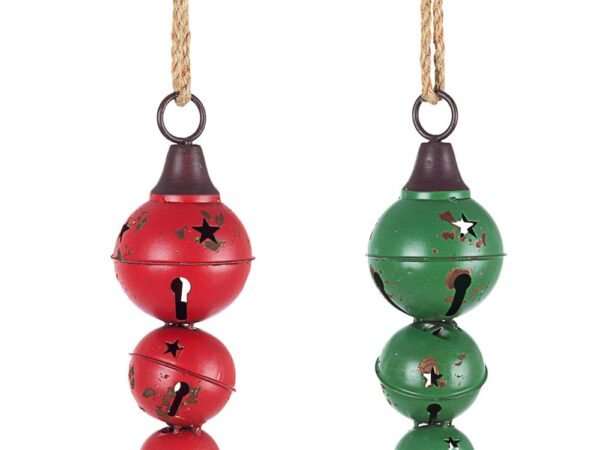 Pendaglio con 4 Palle di Natale in Metallo Vintage 34 cm