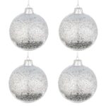 Palline di Natale in Vetro Trasparente Ghiaccio Azzurro 4