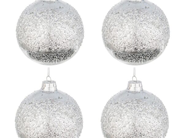 Palline di Natale in Vetro Argento Fusion