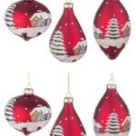 Pendagli di Natale in Vetro Blu Villaggio Innevato 8
