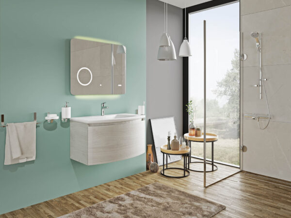 Mobile Bagno Sospeso 80 cm con Lavabo Specchio Sole