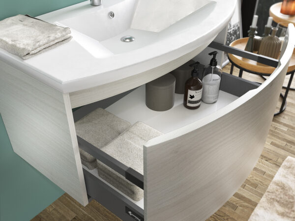 Mobile Bagno Sospeso 80 cm con Lavabo Specchio Sole 3
