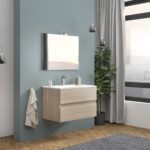 Mobile Bagno Sospeso Bianco 80 Moderno con Lavabo Easy 4