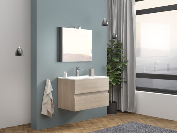Mobile da Bagno Sospeso 80 cm Moderno Rovere Easy