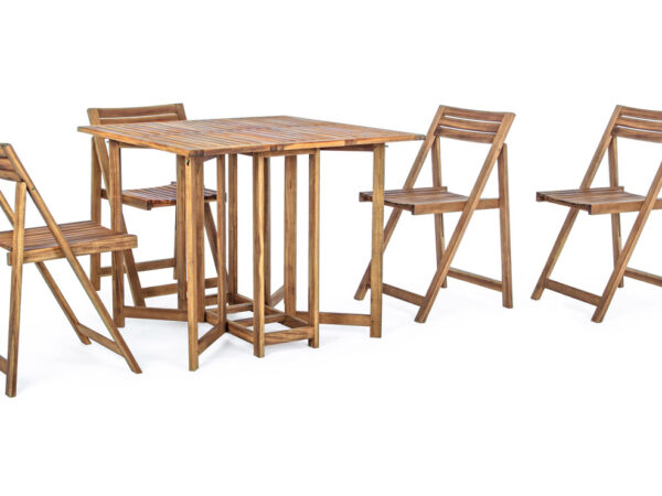 Tavolo da Giardino in Legno e 4 Sedie Noemi