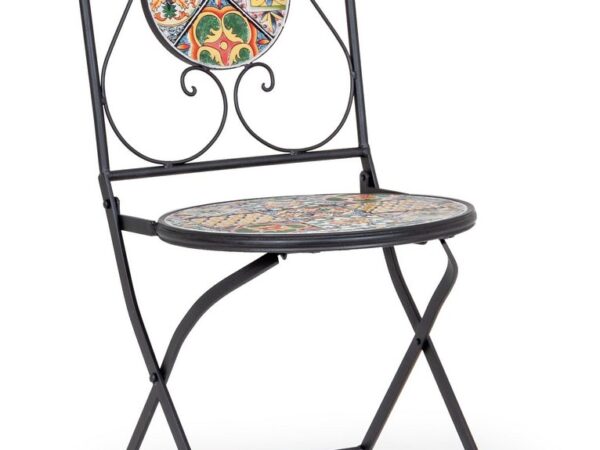 Sedia da Esterno Giardino con Decoro in Ceramica Naxos