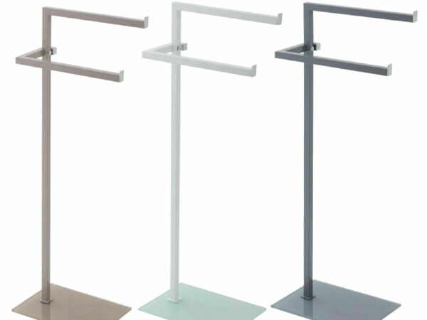 Piantana Porta Asciugamani in Acciaio e Vetro da Bagno