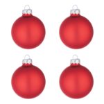 Palle di Natale in Vetro Rosso Melograno Opaco 6