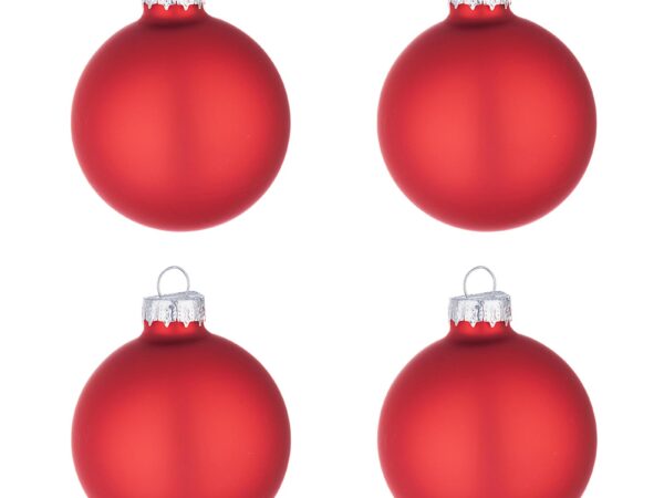 Palle di Natale in Vetro Rosso Melograno Opaco 3