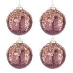 Palle di Natale in Vetro Borgogna Bordeaux con Paillettes 6