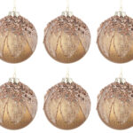 Palle di Natale in Vetro Blu con Casa e Neve 8