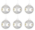 Palline di Natale Eleganti in Vetro Argento con Perline 5