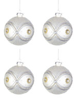 Palline di Natale Eleganti in Vetro Argento con Perline 6