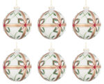 Palline di Natale in Vetro Bianche Fiocco Addobbi Eleganti 5