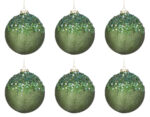 Palline di Natale in Vetro Verdi Paillettes Addobbi Albero 5