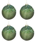 Palline di Natale in Vetro Verdi Paillettes Addobbi Albero 6