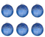 Palline di Natale in Vetro Blu Moderne Paillettes Aileen 5