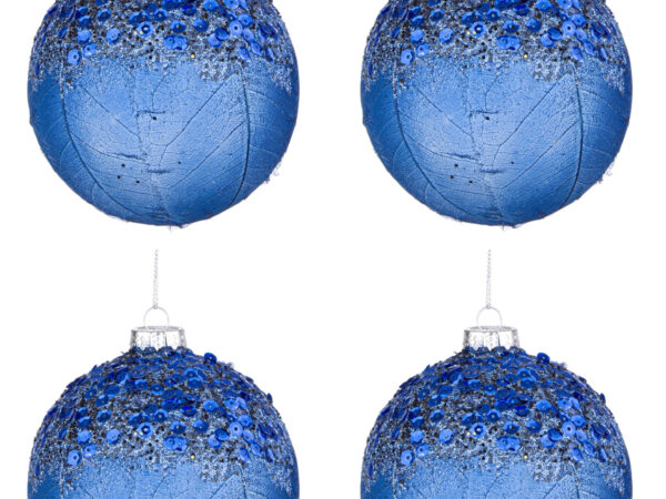 Palline di Natale in Vetro Blu Moderne Paillettes Aileen 3