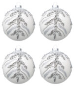 Palline di Natale in Vetro Bianche Argento Eleganti 6