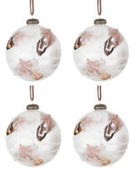 Palline di Natale Vetro Bianche Piume Eleganti Addobbi Albero 6