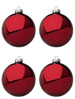 Palline di Natale in Vetro Rosso Scuro Lucido Addobbi Albero 6