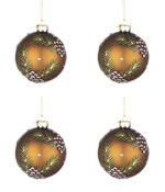 Palline di Natale in Vetro Marroni Pigne Eleganti Bizzotto 6