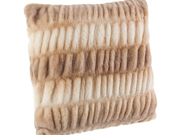 Cuscino Elegante Sfoderabile Sfrangiato Marrone Crema 45×45