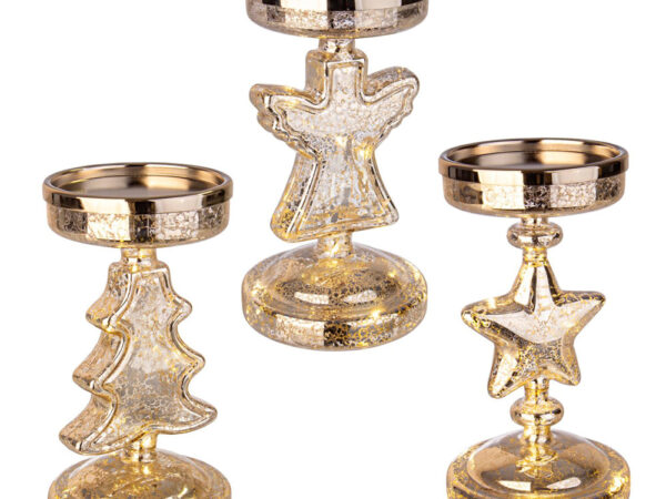 Porta Candela in Vetro Illuminata Led Decorazione Natalizia