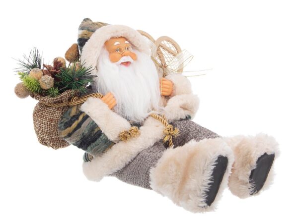 Pupazzo Babbo Natale Charles Seduto in Tessuto Verde