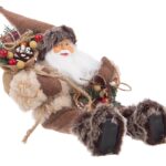 Pupazzo Babbo Natale Charles Seduto in Tessuto Verde 4