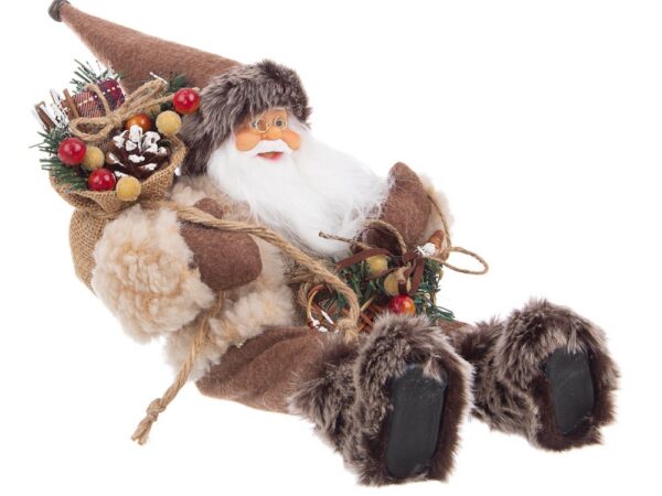 Pupazzo Babbo Natale Alpino Seduto Marrone