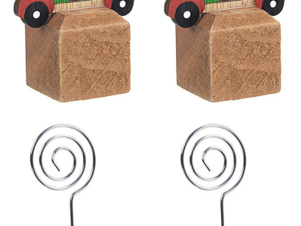 Segnaposto Natalizio in Legno Pupazzo di Neve su Automobile