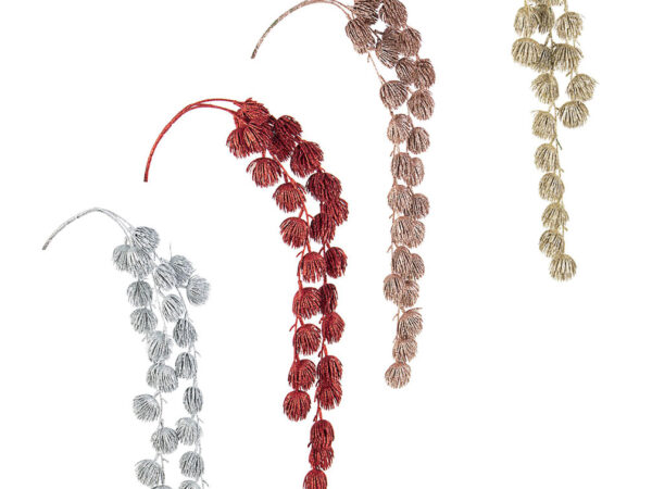 Ramo Natalizio Glitterato Curvo Jamil H 72 cm 4Pz