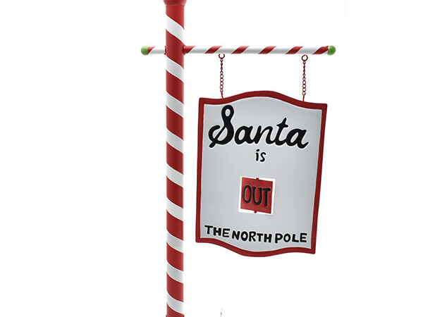 Cartello di Natale in Metallo Santa is out The North Pole