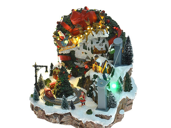Villaggio Natale con Treno in Movimento Luminoso e Musica