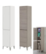 Mobile da Bagno Colonna Portabiancheria con Cesta 2 Ante 8