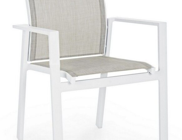 Sedia da Esterno Giardino Bianca Metallo e Tessuto Crozet