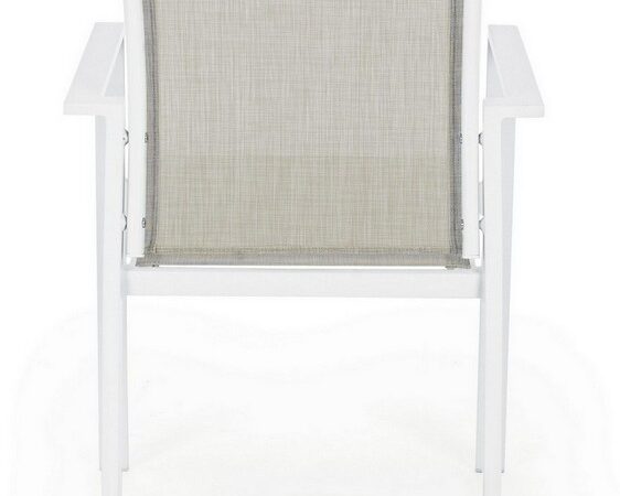 Sedia da Esterno Giardino Bianca Metallo e Tessuto Crozet 3