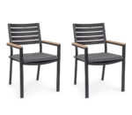 Sedia da Esterno Giardino Nera in Metallo Legno Belmar 2 Pz 12