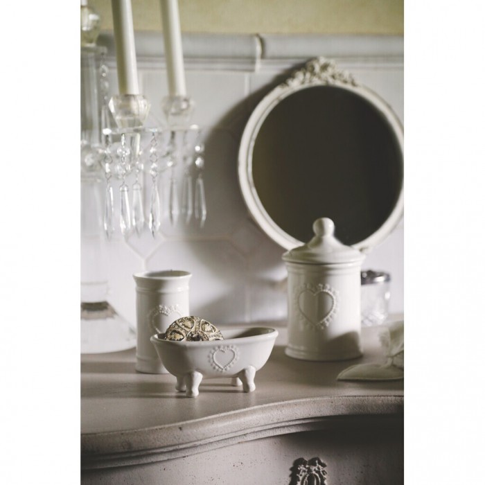 Bicchiere Porta Spazzolini Blanc Mariclò Vintage Elegance Ceramica da appoggio 