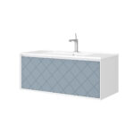 Mobile da Bagno Sospeso 100 cm Moderno Cassettone Blu a Rombi 5