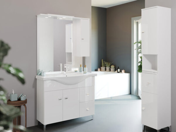 Mobile Colonna Bagno Alto 2 Ante 1 Cassetto Bianco Savinidue 3