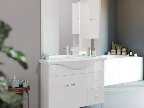 Mobile da Bagno Moderno a Terra Completo Bianco Savinidue